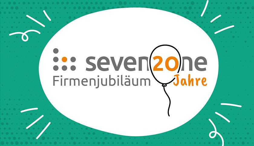 Logo for the 20-year company anniversary of Seven2one